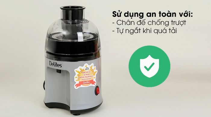 Máy ép trái cây Delites GS-375 - Đảm bảo an toàn khi dùng với tính năng tự ngắt khi quá tải, có chân đế chống trượt