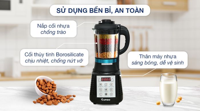Máy làm sữa hạt Rapido RHB-1800D - Chất liệu