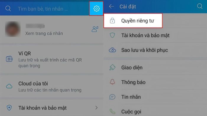 Cách chặn Zalo mà người khác không biết - Chặn tin nhắn và cuộc gọi từ người lạ - bước 1