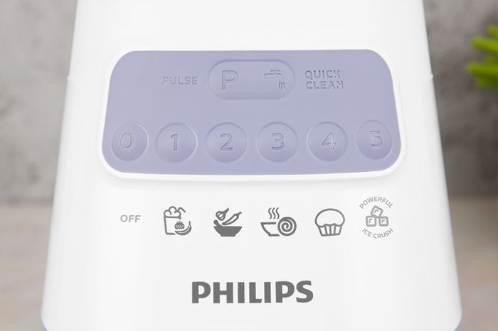 Máy xay sinh tố Philips HR2223/00 - Có 05 tốc độ xay và 1 nút nhồi