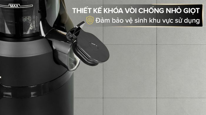 Máy ép chậm Comet CM9616 - Khóa vòi chống rò rỉ