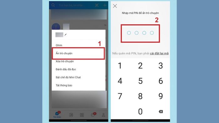 Cách chặn Zalo mà người khác không biết - Ẩn tin nhắn - bước 2
