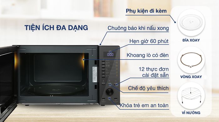 Lò vi sóng có nướng Electrolux EMG30D22BM - Tiện ích