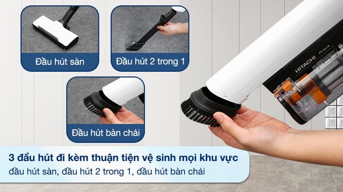 Máy hút bụi không dây Hitachi PV-XL1K WH - Đầu hút