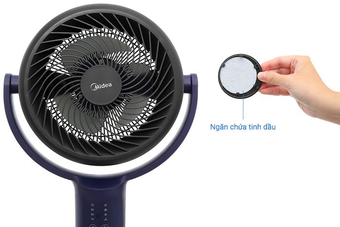Ngăn chứa tinh dầu - Quạt đứng Midea 3 cánh MFS070R0APBH 35W