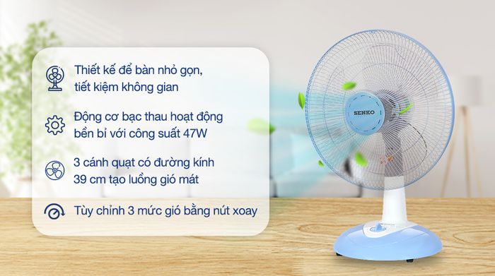 Quạt bàn Senko B1612 - Thiết kế
