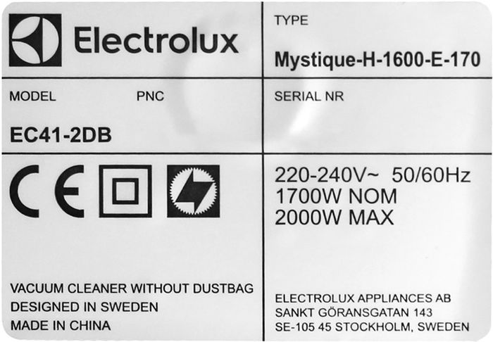 Công suất - Máy hút bụi Electrolux EC41-2DB 2000W