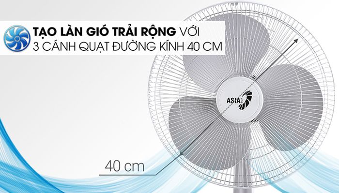 3 cánh quạt đường kính 40cm - Quạt bàn Asia B16001-XV1 Xám