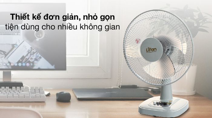Nhỏ gọn, dễ dùng - Quạt bàn Lifan B-212 xám