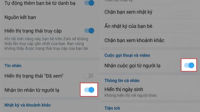 Cách chặn Zalo mà người khác không biết - Chặn tin nhắn và cuộc gọi từ người lạ - bước 2