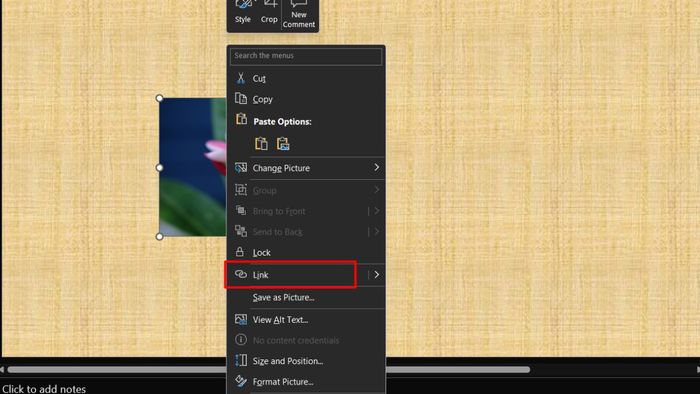 Hình ảnh minh họa bước 2 tạo liên kết đến trang web trong PowerPoint