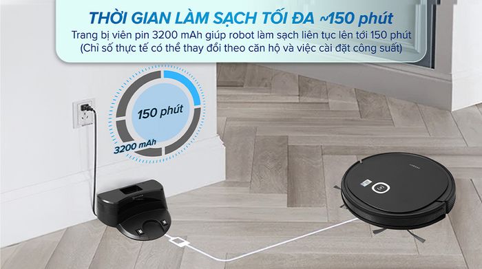 Dung lượng pin - Robot hút bụi lau nhà Ecovacs U2 Pro