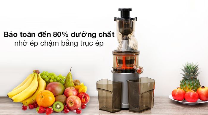 Máy ép chậm Kangaroo KG200SJ - Máy ép chậm Kangaroo KG200SJ bảo toàn đến 80% giá trị dinh dưỡng trong nguyên liệu xay ép
