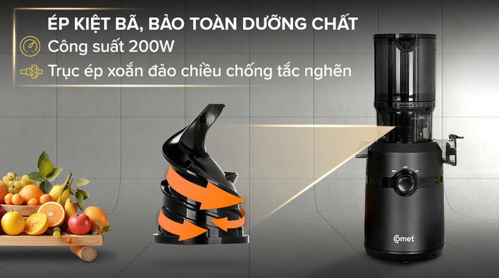 Máy ép chậm Comet CM9616 - Công suất