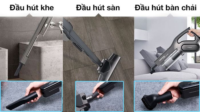 Trang bị 3 đầu hút - Máy hút bụi cầm tay Deerma DX700S