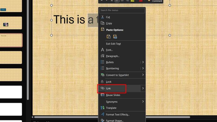 Hình ảnh minh họa bước 2 tạo liên kết mở file trong PowerPoint