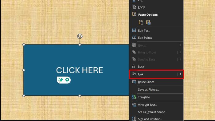 Hình ảnh minh họa cách tạo liên kết đến Slide trong PowerPoint bước 2
