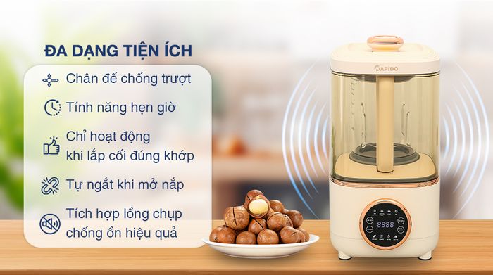 Máy làm sữa hạt Rapido RHB-600D - Tiện ích