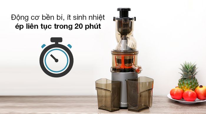 Máy ép chậm Kangaroo KG200SJ - Hoạt động bền bỉ với động cơ ít sinh nhiệt, cho phép ép liên tục trong 20 phút