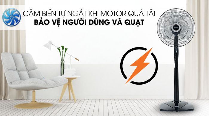 Tự ngắt khi quá nhiệt - Quạt đứng Sharp PJ-S40RV-DG