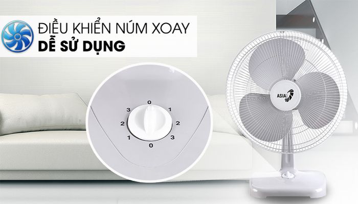 nút xoay dễ điều khiển - Quạt bàn Asia B16001-XV1 Xám