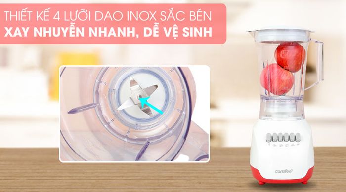 4 lưỡi dao sắc bén - Máy xay sinh tố Comfee CJ-BL6020A