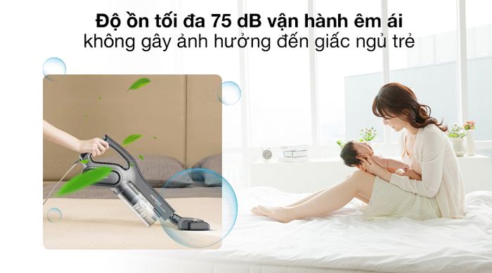 Hoạt động êm ái - Máy hút bụi cầm tay Deerma DX700S