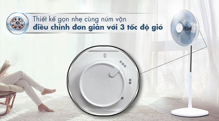 Điều khiển núm vặn - Quạt đứng Asia D16027-TV0 Trắng