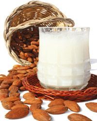 almonds and a glass of milk