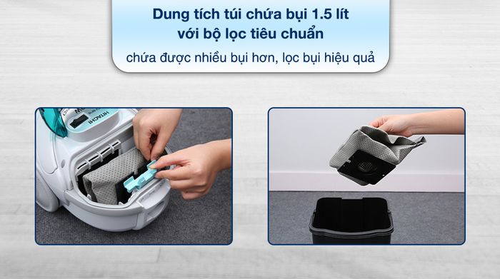 Máy hút bụi dạng hộp Hitachi CV-BF16 GN - Hộp chứa