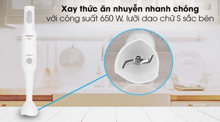 Máy xay sinh tố cầm tay Philips HR2531 - Lưỡi dao chữ S thép không gỉ sắc bén