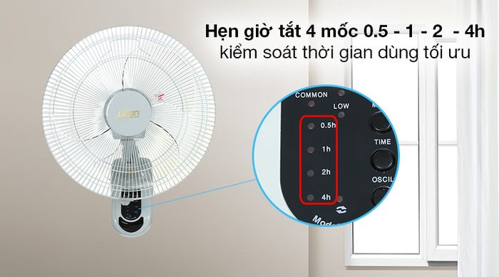 Quạt treo Lifan TE-1688 xám trắng - Hẹn giờ tắt 4 mốc 0.5 - 1 - 2 - 4h