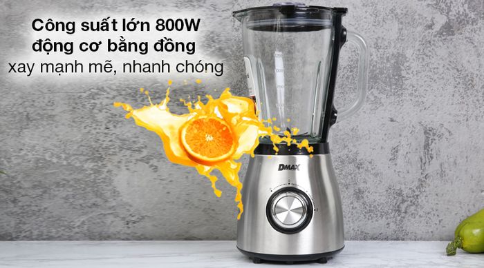 Máy xay sinh tố DMAX BL9702-GS - Hoạt động mạnh mẽ với công suất 800W, động cơ hoàn toàn bằng đồng