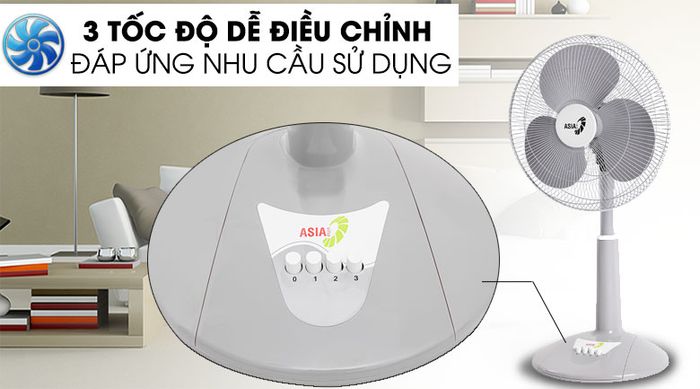 3 tốc độ - Quạt lửng Asia A16019-XV0 Xám