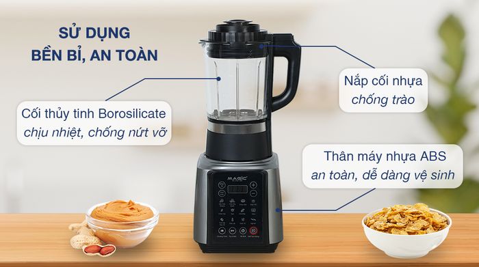 Máy làm sữa hạt đa năng Magic A-96 bạc - Chất liệu