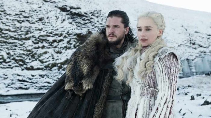 A moment featuring Jon Snow and Daenerys Targaryen from