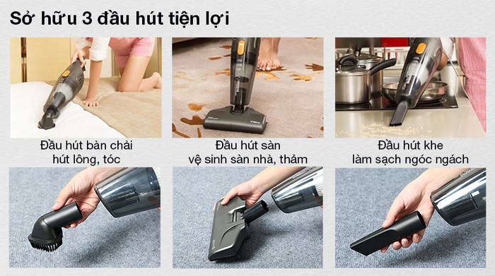 Máy hút bụi cầm tay Deerma DX115C - Sở hữu 3 đầu hút tiện lợi, thích hợp cho từng nhu cầu người dùng