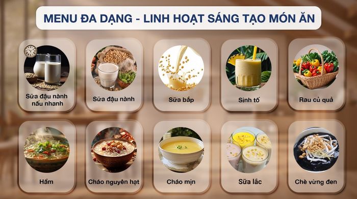 Máy làm sữa hạt đa năng Bear BCB-E153W2 - Đa dạng menu