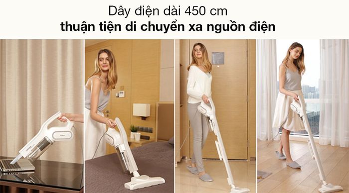 Máy hút bụi cầm tay Deerma DX700 - Dây điện dài 450 cm