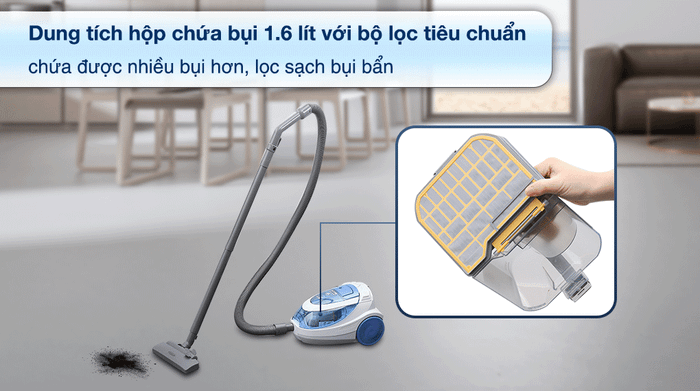 Máy hút bụi dạng hộp Hitachi CV-SH18E BL - Dung tích chứa bụi