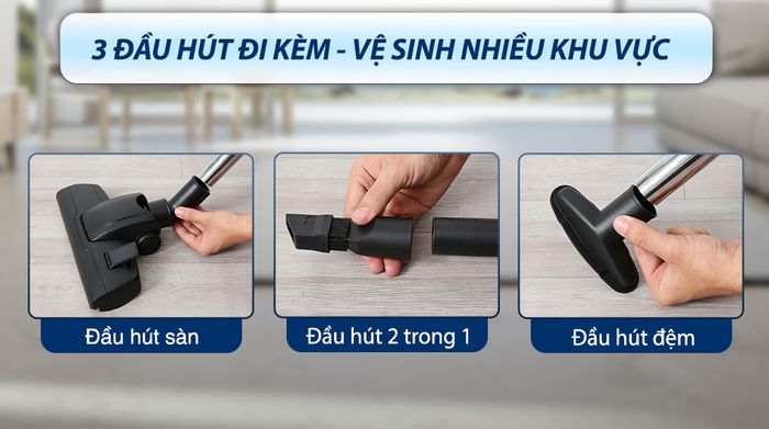 Máy hút bụi dạng hộp Deerma DEM-TJ310W - 3 đầu hút đi kèm