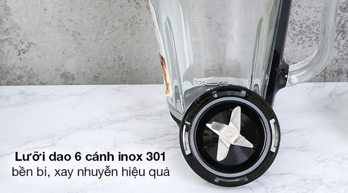 Máy xay sinh tố DMAX BL9702-GS - Lưỡi dao 6 cánh bằng inox 301