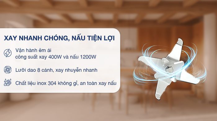 Công suất và lưỡi dao - Máy làm sữa hạt đa năng Bear BCB-E153W2