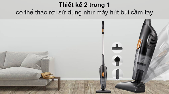 Máy hút bụi cầm tay Deerma DX115C - Thiết kế 2 trong 1 có thể tháo rời sử dụng như máy hút bụi cầm tay