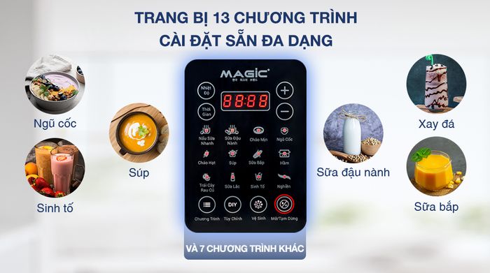 Máy làm sữa hạt đa năng Magic A-96 bạc - Chương trình cài đặt sẵn