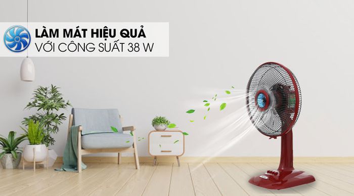 Công suất 38 W, cánh quạt sải dài 30 cm - Quạt bàn Mitsubishi D12-GV CY-RD đỏ đậm