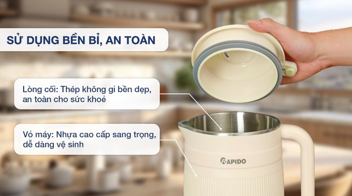 Chất liệu - Máy làm sữa hạt đa năng Rapido RHB-800DM