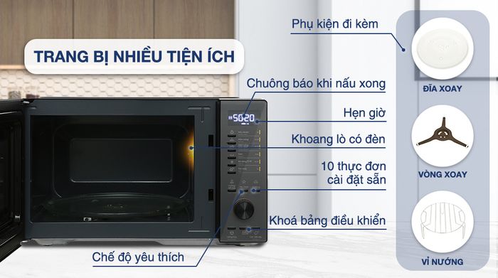 Lò vi sóng có nướng Electrolux EMG25D22BM 25 lít - Tiện ích
