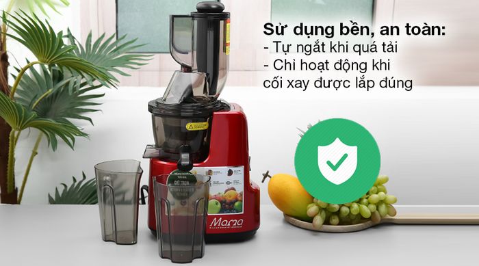 Máy ép chậm Sunhouse Mama SHD5505 - Chức năng tự ngắt khi quá tải, chỉ hoạt động khi cối xay được lắp đúng
