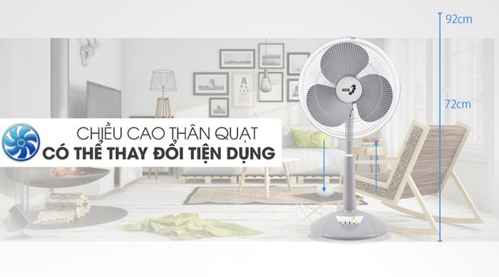 Chiều cao - Quạt lửng Asia A16019-XV0 Xám